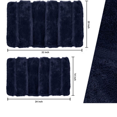 Navy Blue 2250GSM Cushioned Bath Mat Rubber Backed Bathroom Carpet