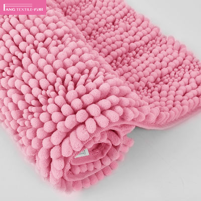 BSCI Pink Fluffy Microfiber Toilet  Chenille Bath Mat Home Decorative