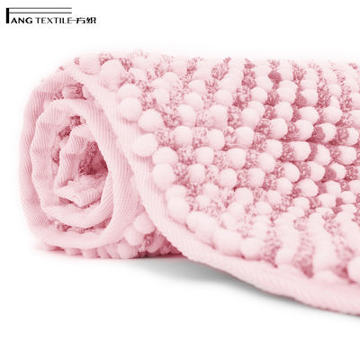 17x24 Inch Wear Resistant Pink Bathroom Chenille Noodle Bath Rug