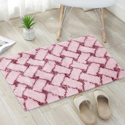 1.2 Inch Pile Plush Water Absorb Tufted Bath Mat Plaid Pattern